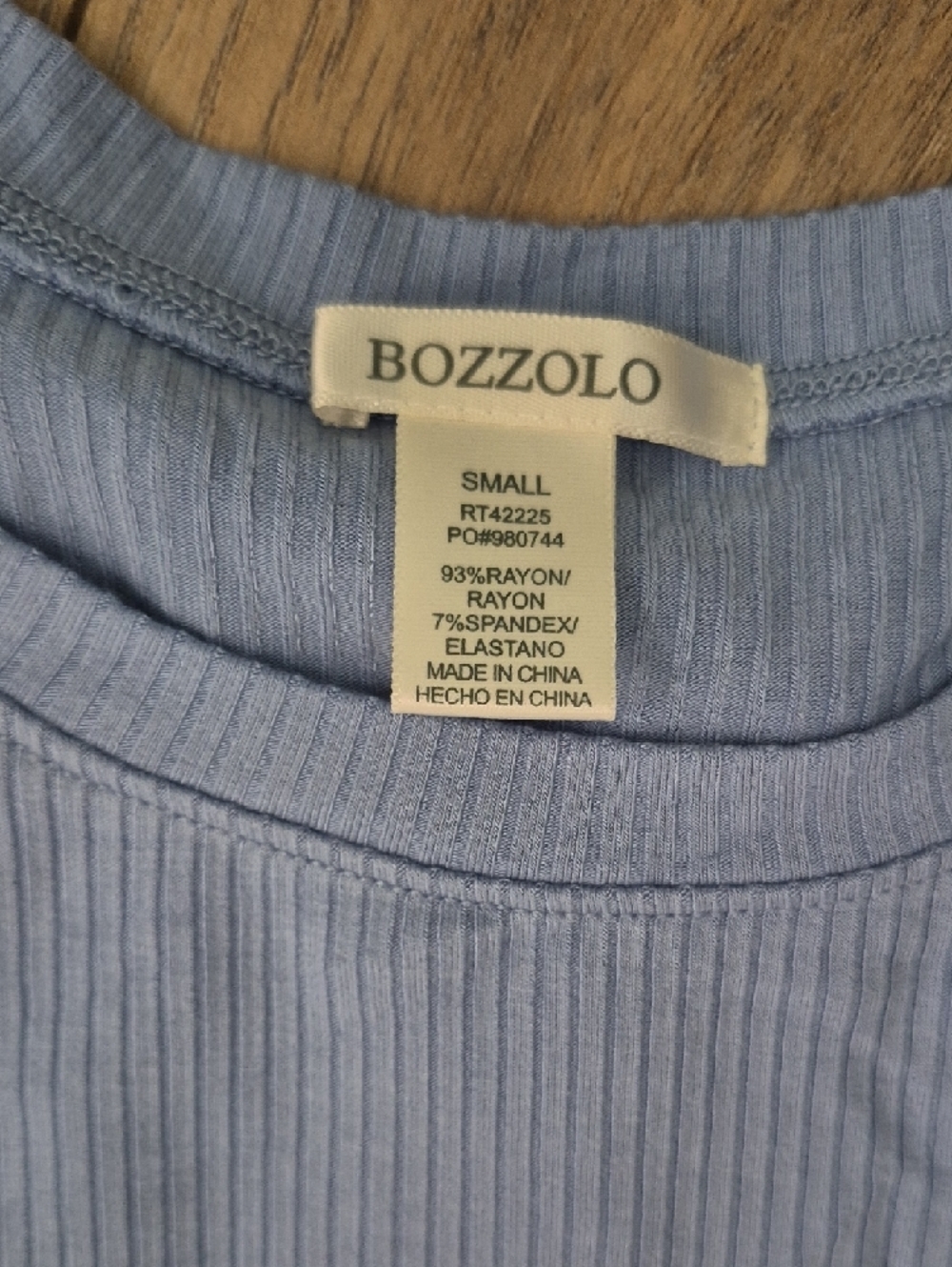 Bozzolo Pale Blue And Grey Ribbed Crewneck Crop Tees - NWOT - Picture 3 of 5